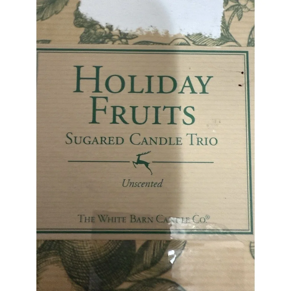 White Barn‎ Holiday  CANDLES Sugared PEAR • Glitter • Unscented • Wrapped • Rare